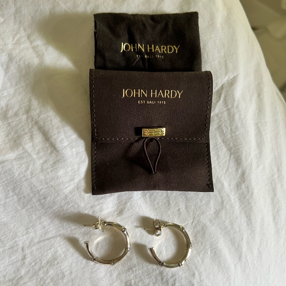 John Hardy Bamboo Earring Sterling Silver 1”